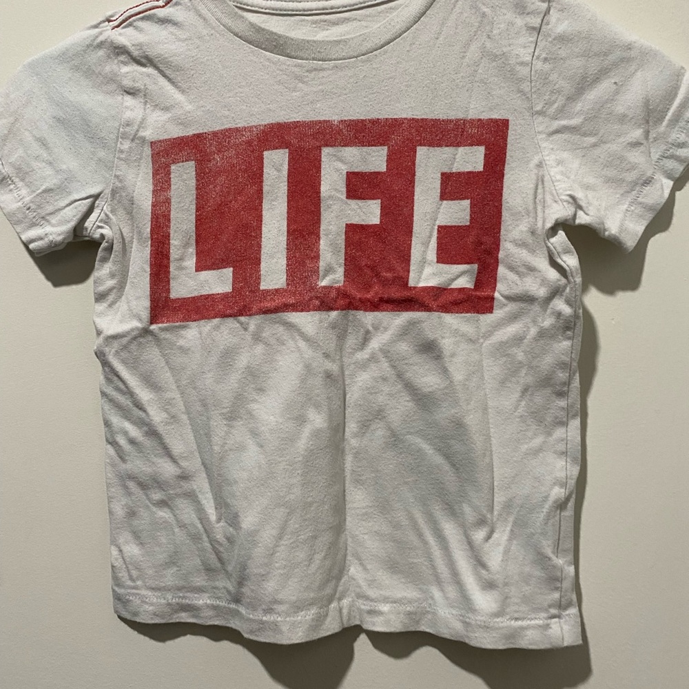 Peek Kids White and Red Graphic Tee size 2/3 Y guc